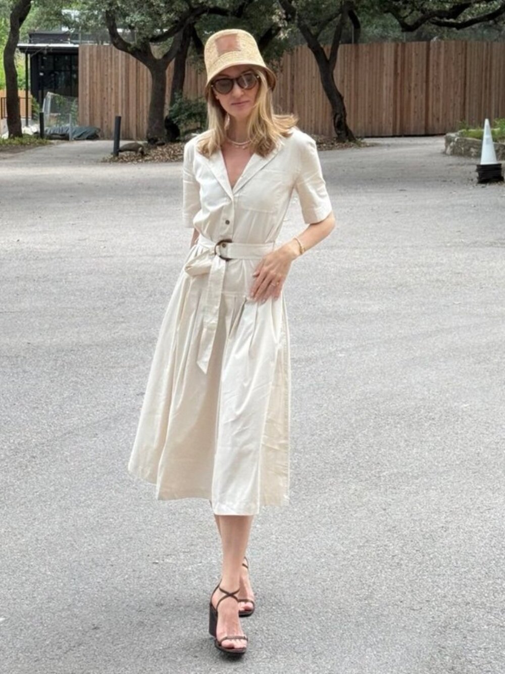 Beige Short Sleeve Midi Shirt Dress from MAYSON the label size 2